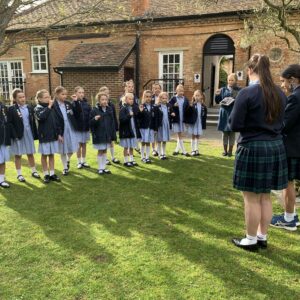 students standing in a row