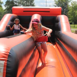 student on inflatables