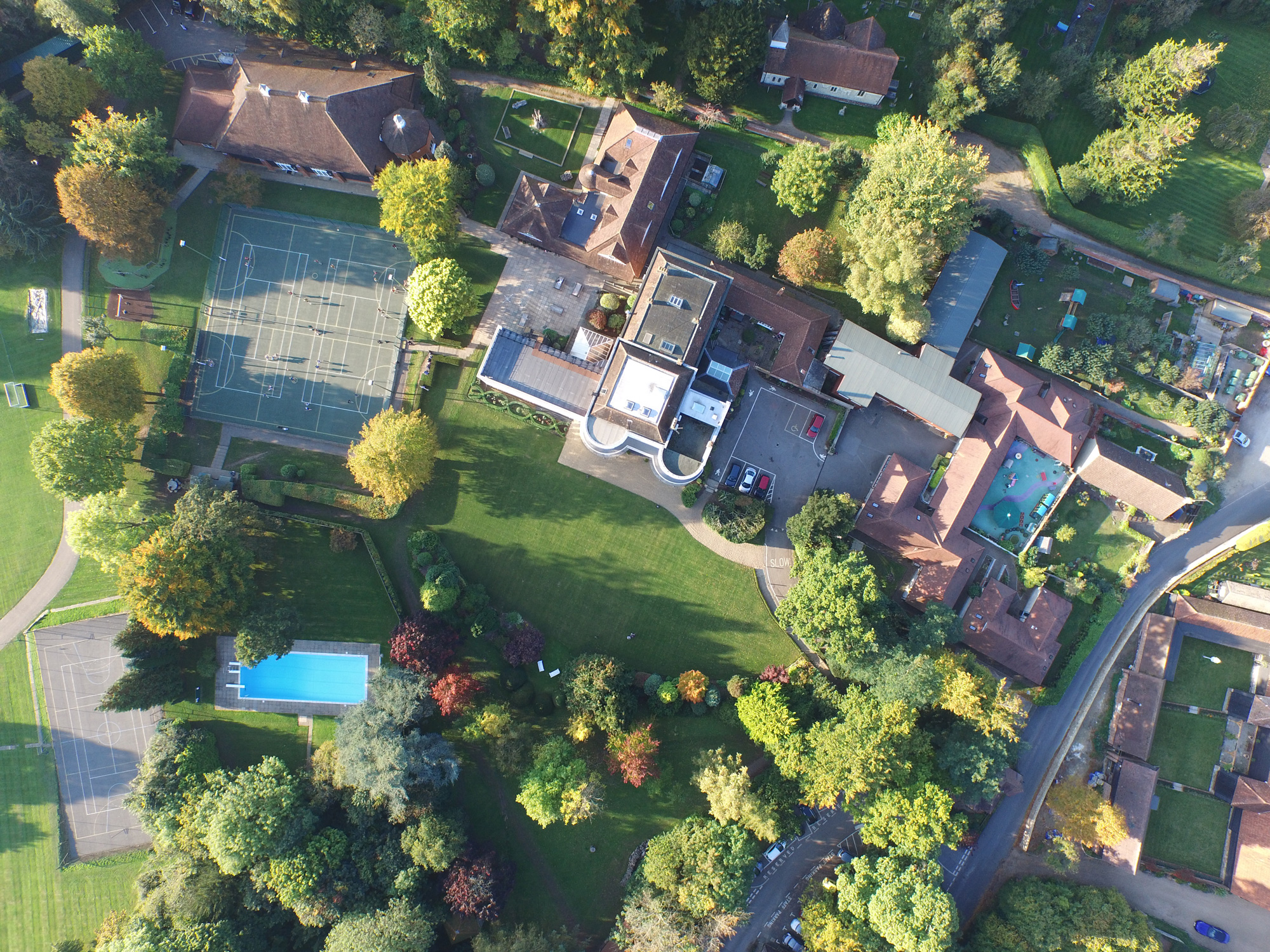 Aerial view of manor house