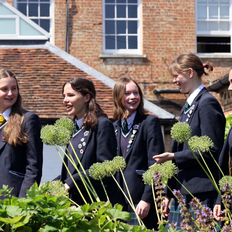 students in the gardens